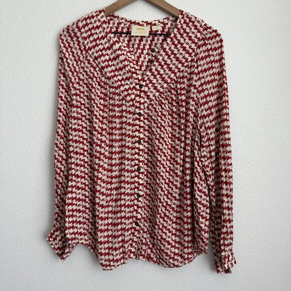Anthropologie Maeve Avignon Scotty Dog Print Button Blouse - Picture 1 of 8